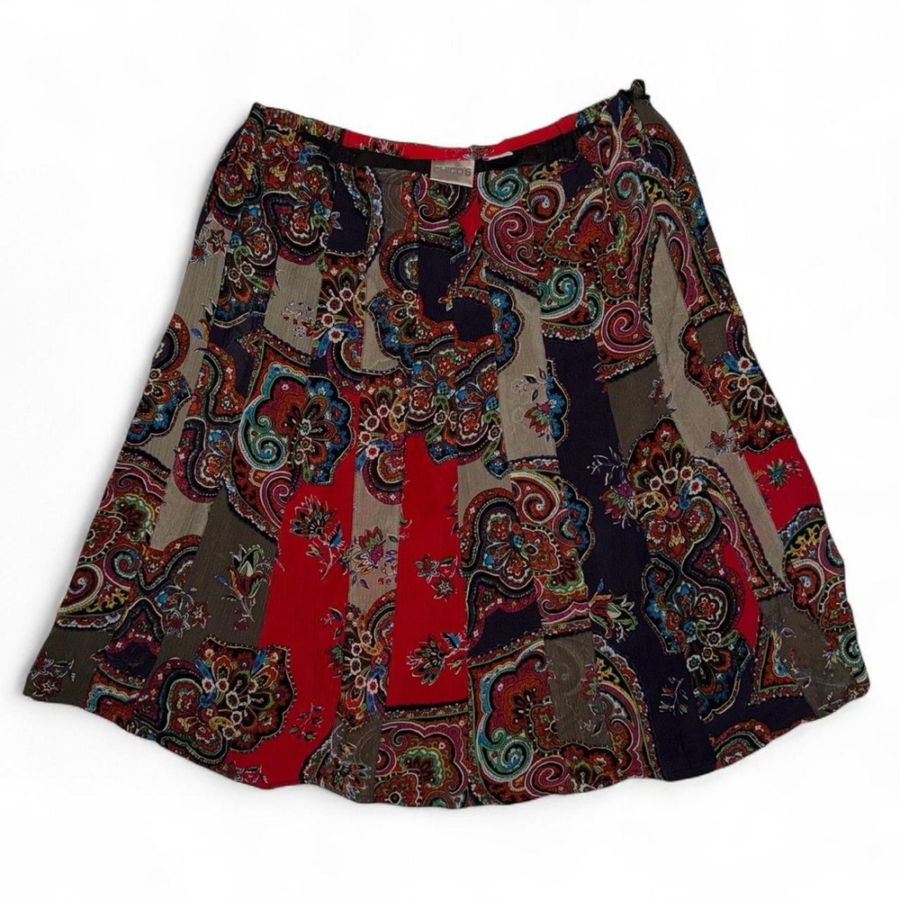 Silk Chico’s Paisley A-Line Skirt